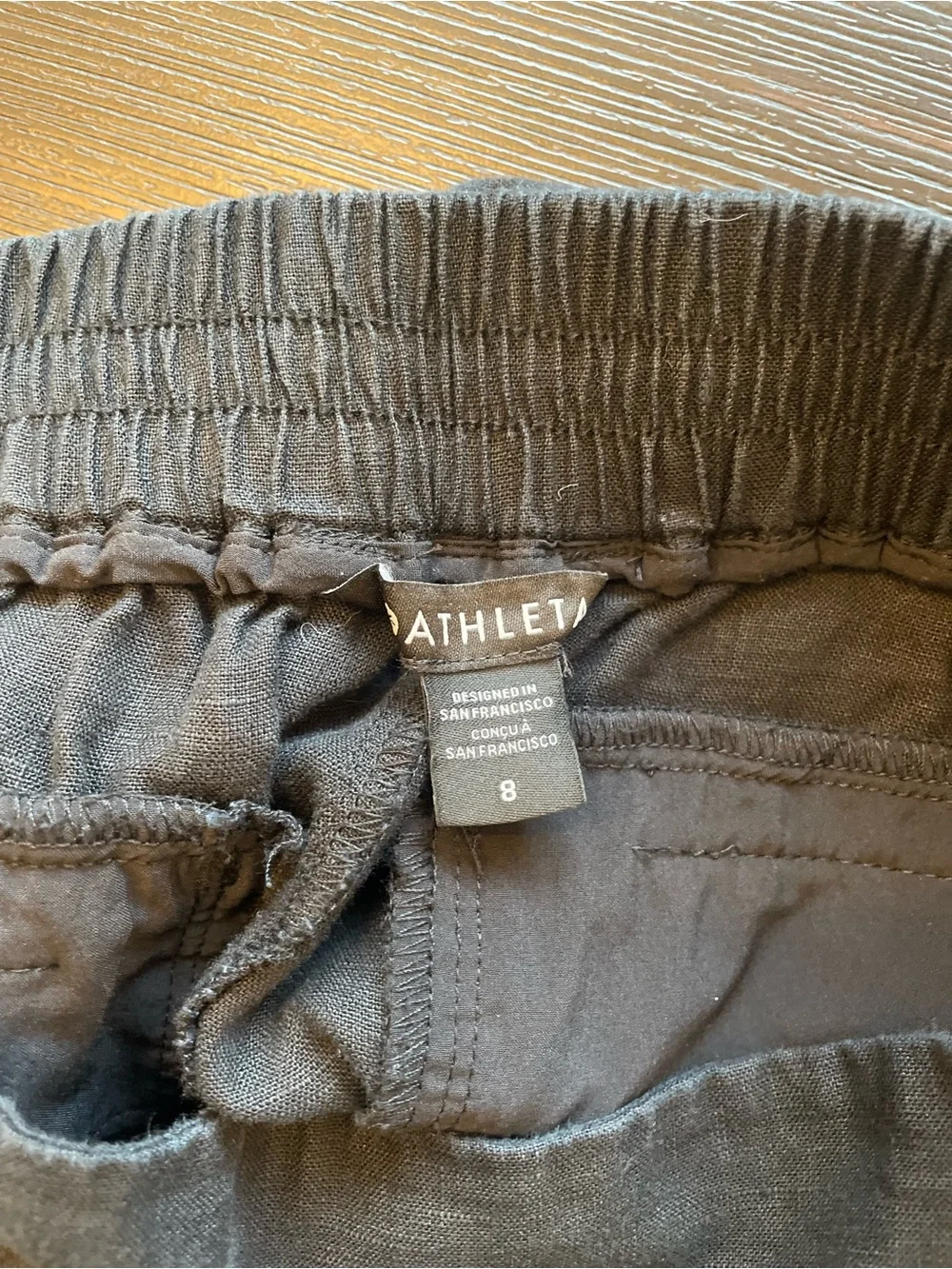 Athleta PLAYA luxurious 100% Linen Black Wide Leg Crop Pants Sz 8 NWOT - Picture 8 of 14